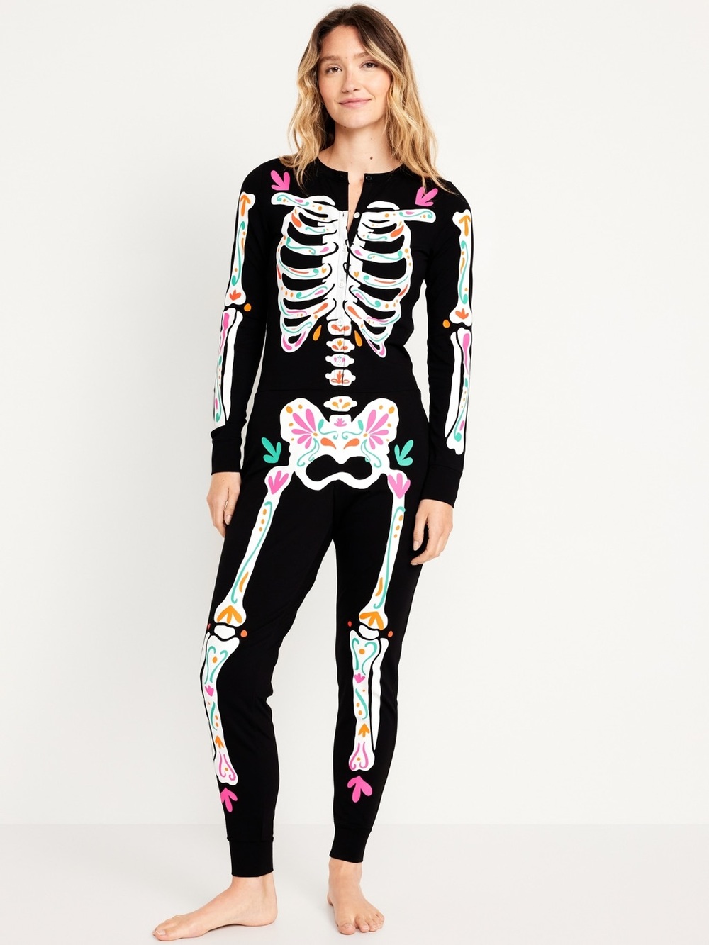 NWOT Old Navy Skeleton Dia de los Muertos Halloween Onesie Women’s XL